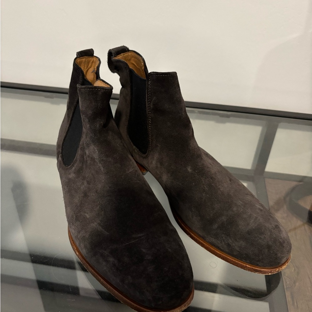 Dark Gray Suede Chelsea Boots